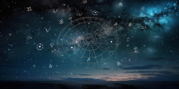 Signes du zodiaque dans le ciel par une nuit étoilée