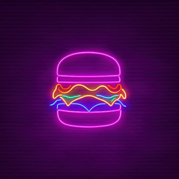Signets au néon rétro de hamburger signets électriques lumineux lumineux