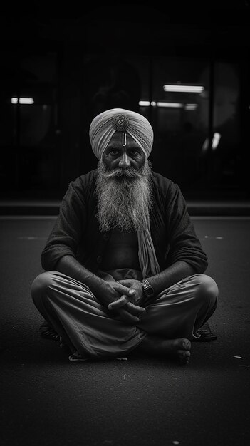 Photo un sikh sur un fond sombre