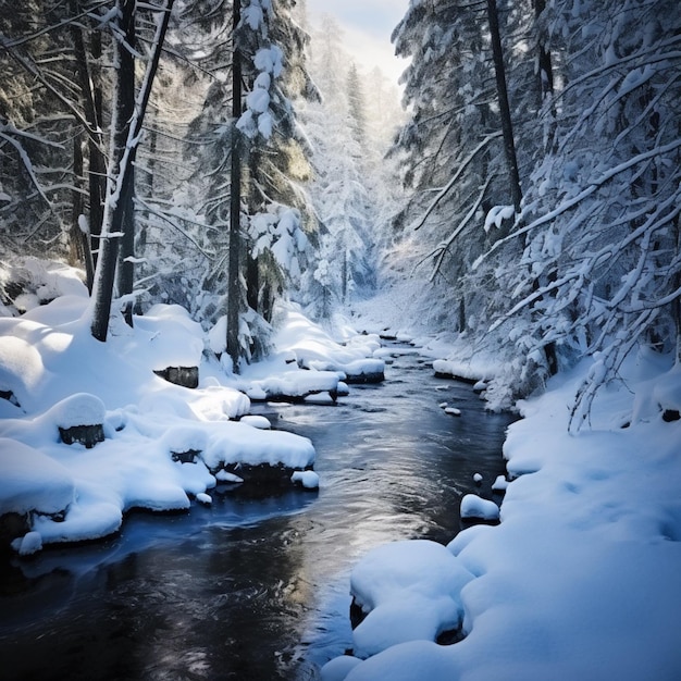 Silence paisible dans une forêt alpine enneigée