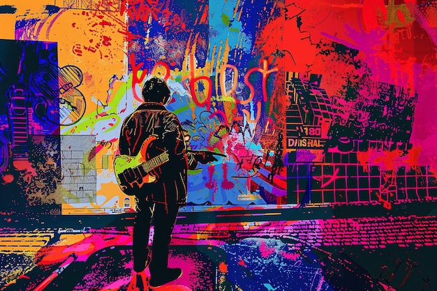 Silhouette abstraite du guitariste