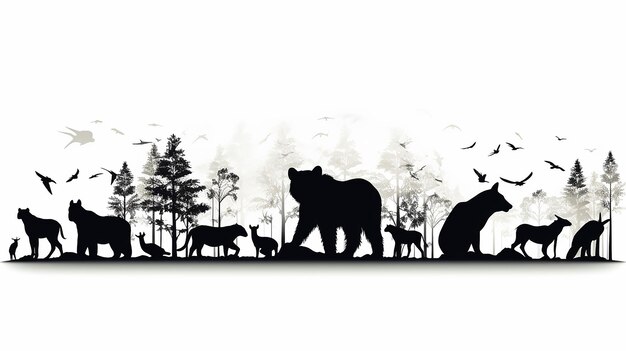 silhouette d'animaux en couleur noire