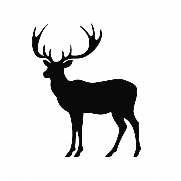 silhouette araffe d'un cerf avec des bois sur un fond blanc génératif ai
