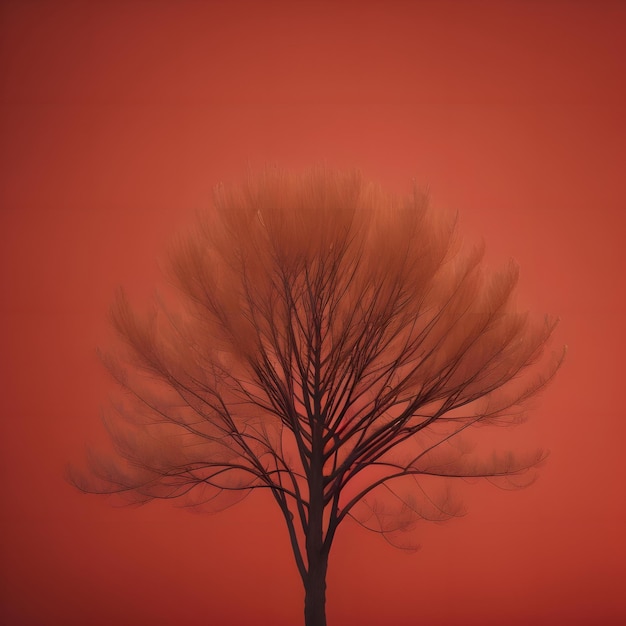 Silhouette d'arbre sur un fond rouge