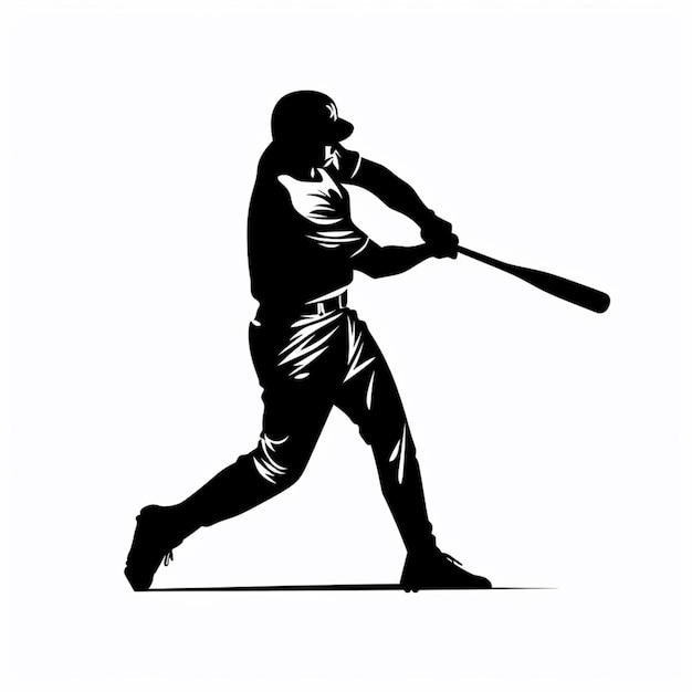 Photo silhouette arrafée d'un joueur de baseball balançant une batte générative ai