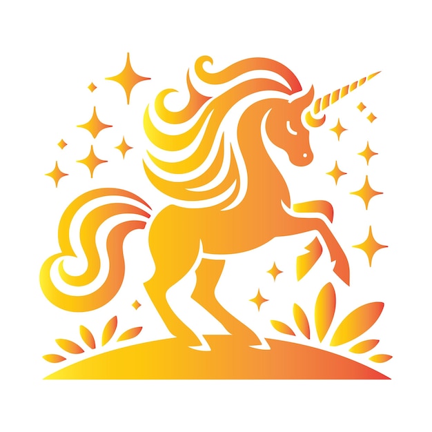 La silhouette de l'art de la ligne de la licorne Illustration vectorielle