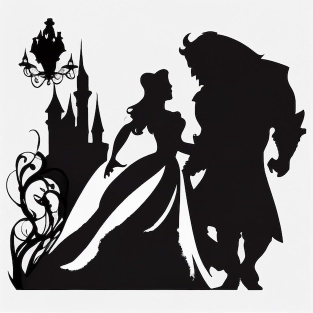 Une silhouette d'une belle et la bête de la belle et la bête.