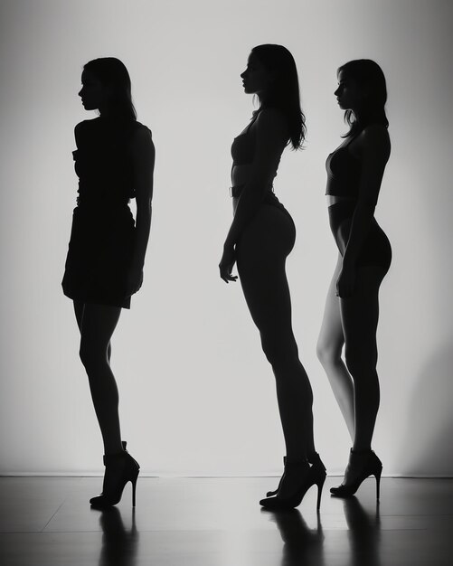 Silhouette de belles femmes sur un fond blanc