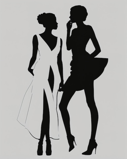 Photo silhouette de belles femmes sur un fond blanc