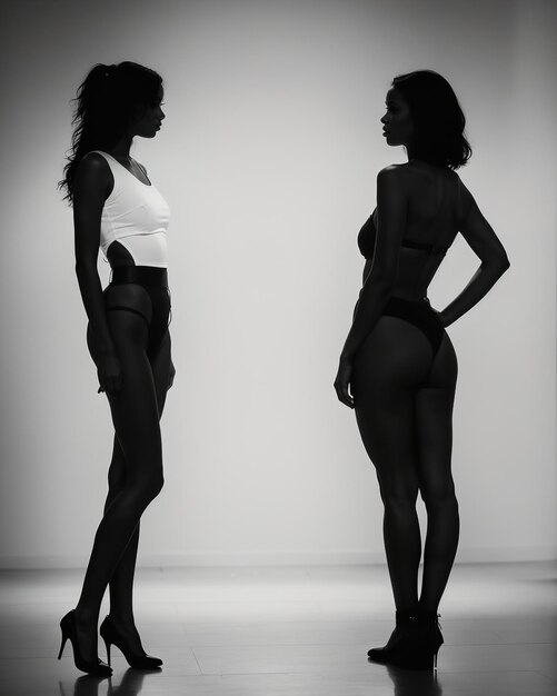 Silhouette de belles femmes sur un fond blanc