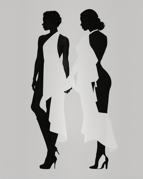 Photo silhouette de belles femmes sur un fond blanc