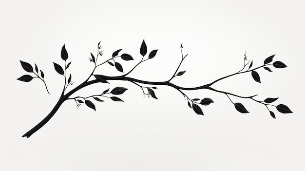 Silhouette d'une branche avec des feuilles Un motif de floraison jeune