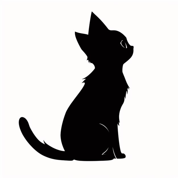 silhouette d'un chat assis sur ses pattes postérieures