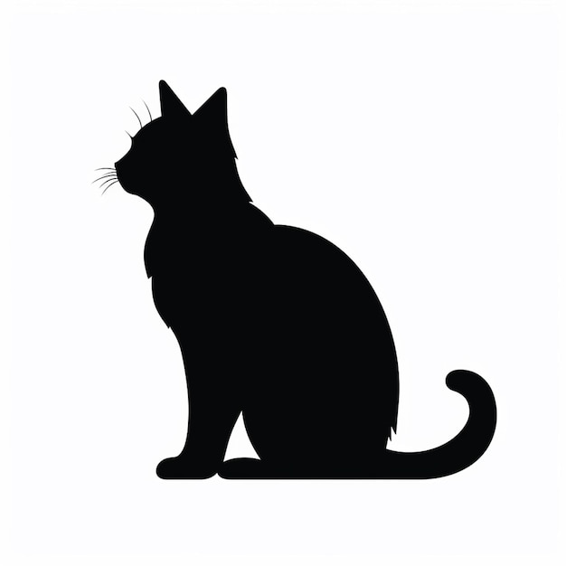 Photo silhouette d'un chat assis sur une surface blanche générative ai