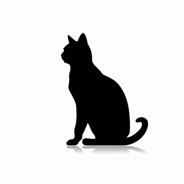 Une silhouette de chat noir avec une réflexion d'un chat sur le fond.