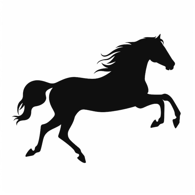 silhouette d'un cheval courant sur ses pattes postérieures