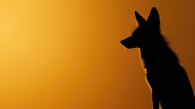 La silhouette d'un chien sur un ciel orange