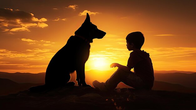 La silhouette d'un chiot