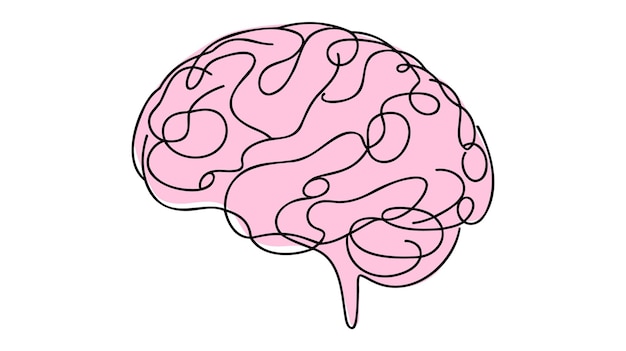 Une silhouette de conception de cerveau de ligne Design de logo dessiné à la main dans le style minimalisme