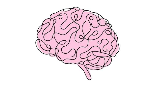 Une silhouette de conception de cerveau de ligne Design de logo dessiné à la main dans le style minimalisme