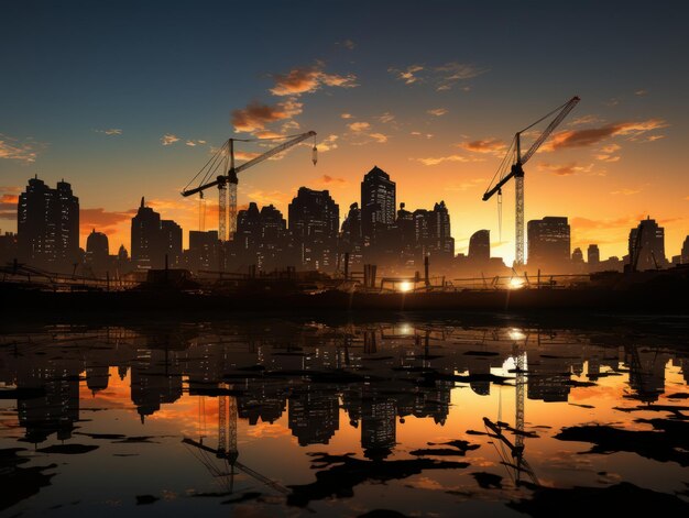 Photo silhouette de construction de bâtiments