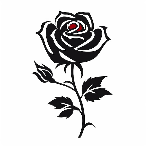 La silhouette contemporaine de la rose noire chicana sur un fond blanc