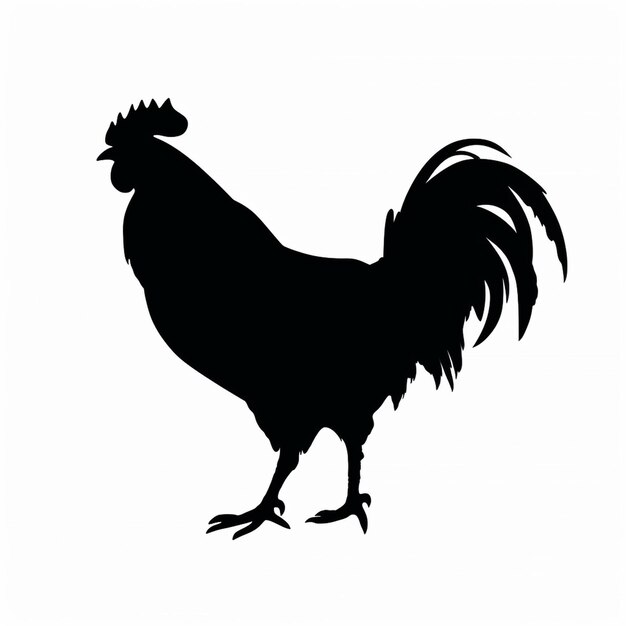 Photo silhouette d'un coq sur fond blanc