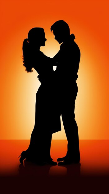 Photo silhouette d'un couple amoureux illustration