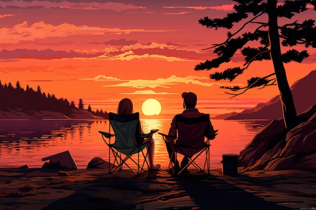 silhouette d'un couple sur la plage