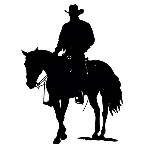 Une silhouette d'un cow-boy sur un cheval Image AI générative