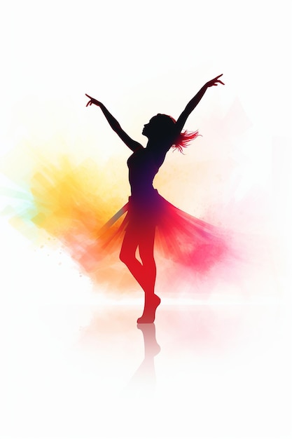 Photo silhouette de danseur couleur poudre fond blanc