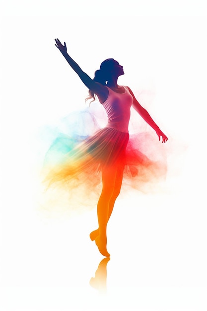 Photo silhouette de danseur couleur poudre fond blanc