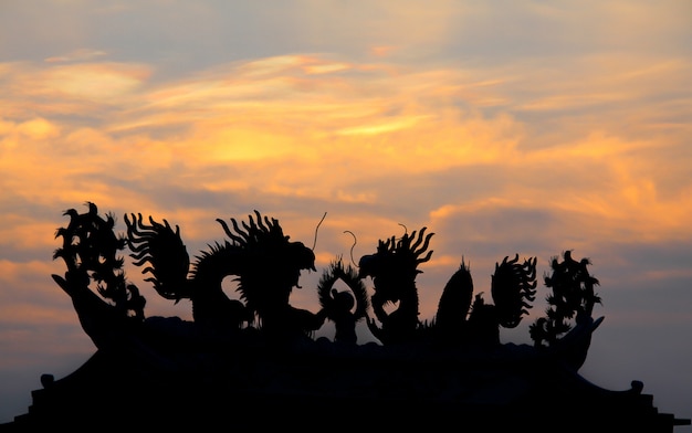 Photo silhouette dragon avec ciel