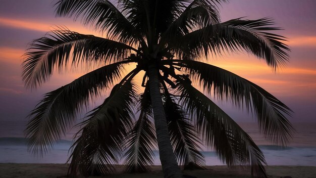 Photo silhouette du palmier à noix de coco