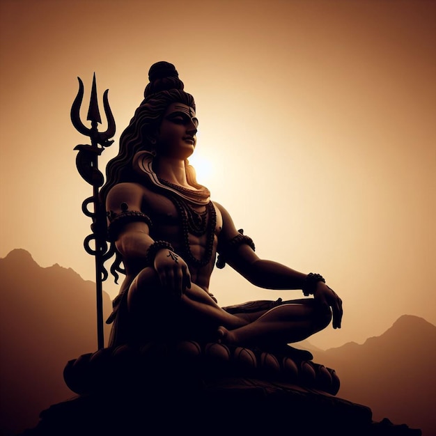 Photo la silhouette du seigneur shiva en 3d image réaliste