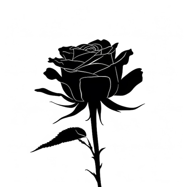 La silhouette élégante de la rose dans les lignes de traits