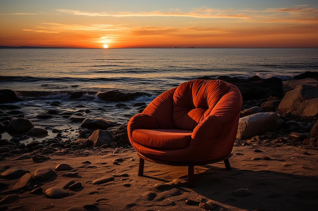 Silhouette de fauteuil au coucher du soleil