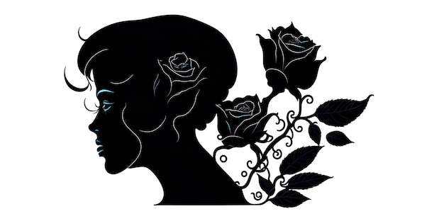 Silhouette féminine noire sur un fond gris