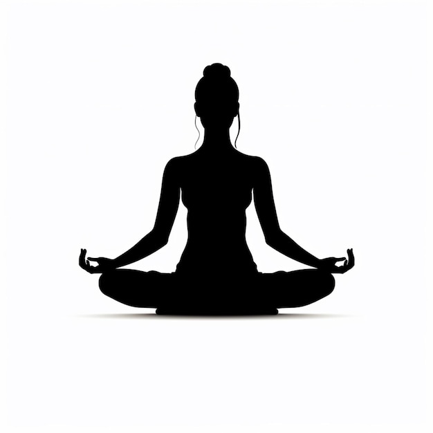 silhouette d'une femme assise dans une pose de yoga avec des écouteurs sur l'IA générative