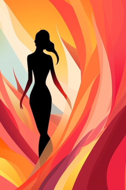 Photo la silhouette d'une femme dans un fond coloré