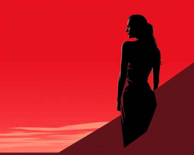 Photo silhouette d'une femme debout au bord d'une falaise