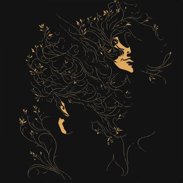 Silhouette d'une femme avec des fleurs sur le visage