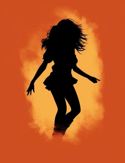 Photo une silhouette d'une femme en jupe courte dansant générative ai