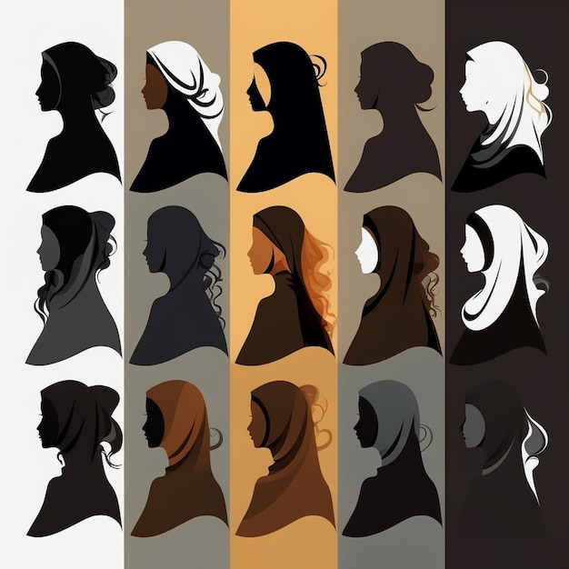 Photo silhouette de femme musulmane en hijab à la mode