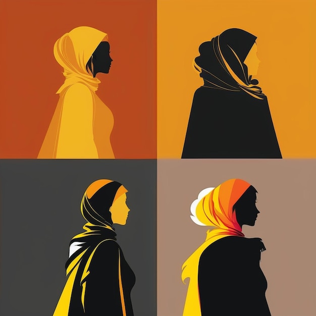 Photo silhouette de femme musulmane en hijab à la mode