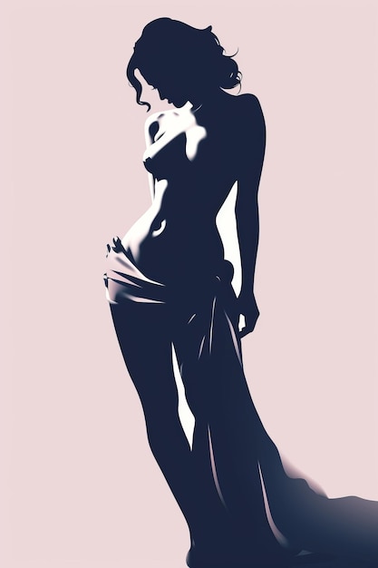 Photo silhouette d'une femme nue dans une robe longue