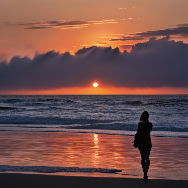 Silhouette d'une femme sur la plage