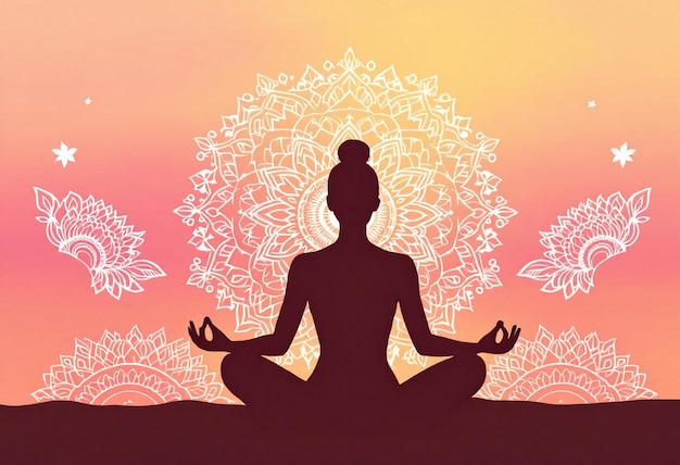 Silhouette d'une femme qui médite dans une pose de yoga