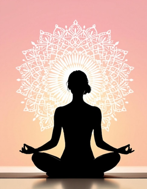 Silhouette d'une femme qui médite dans une pose de yoga
