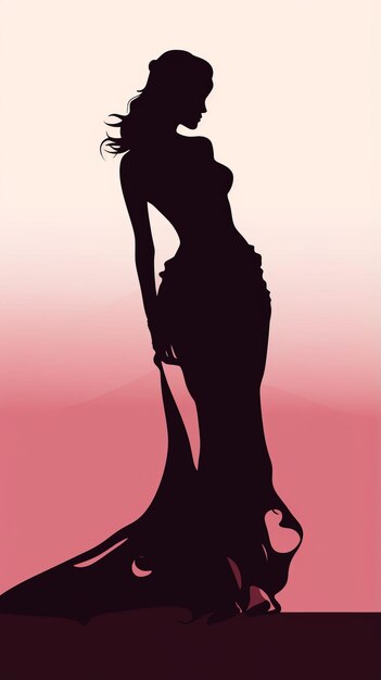 une silhouette d'une femme vêtue d'une robe longue